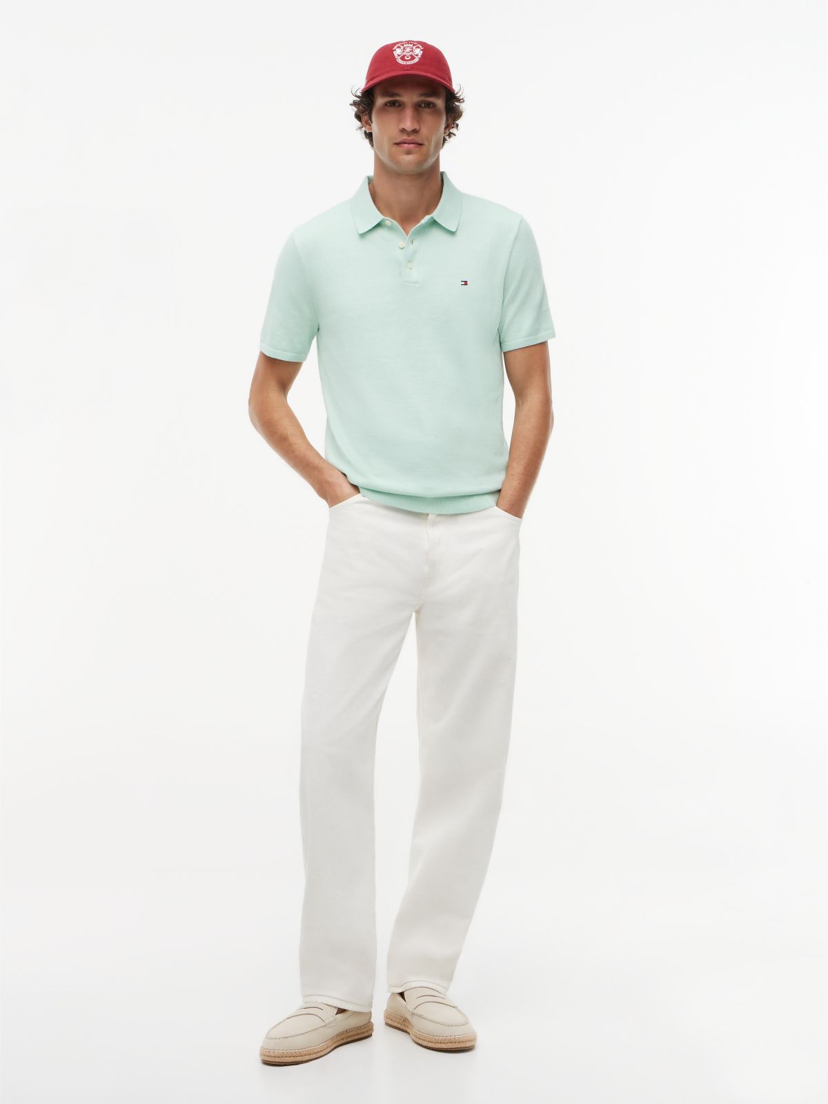 Regular Fit Fine Knit Polo Shirt — Green