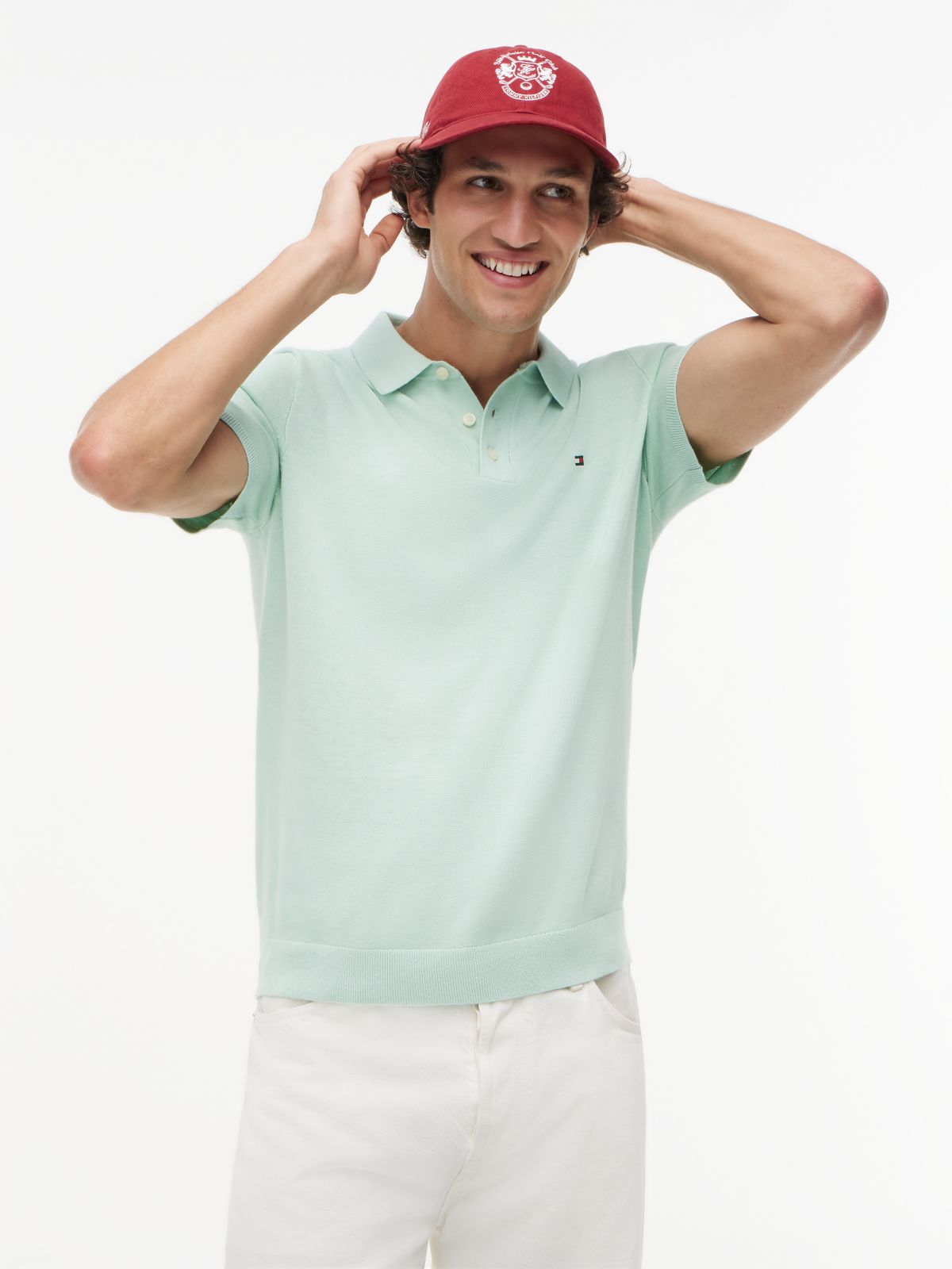 Regular Fit Fine Knit Polo Shirt — Green