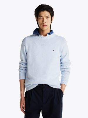 pull décontracté à drapeau brodé blue pour hommes tommy hilfiger