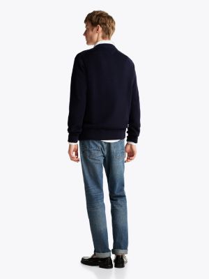 blue flag embroidery relaxed jumper for men tommy hilfiger