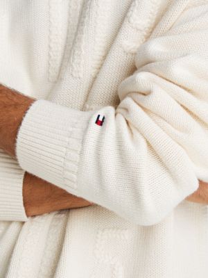 white fisherman knit relaxed jumper for men tommy hilfiger