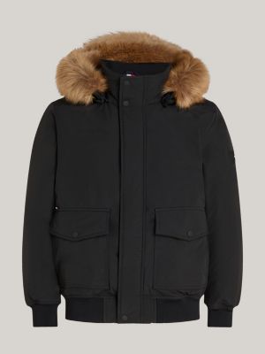 bomber rockie en duvet et fausse fourrure noir pour hommes tommy hilfiger