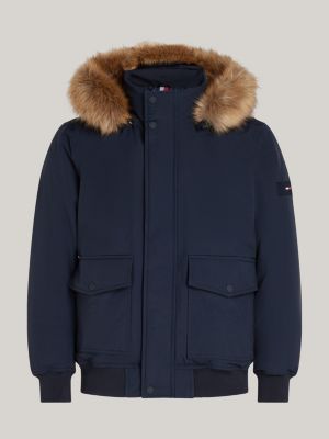 bomber rockie en duvet et fausse fourrure bleu pour hommes tommy hilfiger