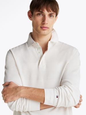 weiß regular fit langarm-poloshirt für herren - tommy hilfiger