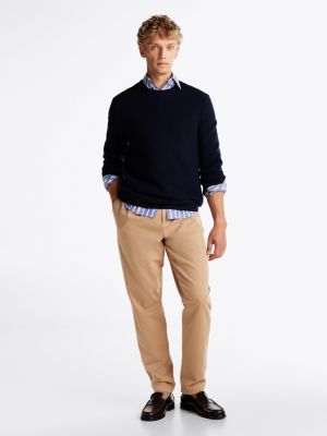 pullover smart casual in pura lana blu da uomini tommy hilfiger