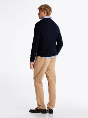 blue smart casual pure wool jumper for men tommy hilfiger