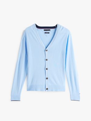 blue smart casual tipped cuff cardigan for men tommy hilfiger
