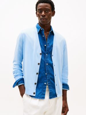 cardigan smart casual con bordi a contrasto blue da uomini tommy hilfiger