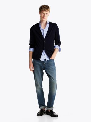 blue smart casual tipped cuff cardigan for men tommy hilfiger