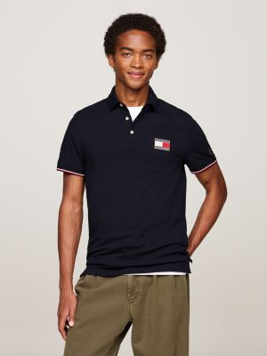 blue tommy hilfiger paris 1985 collection slim polo shirt for men tommy hilfiger