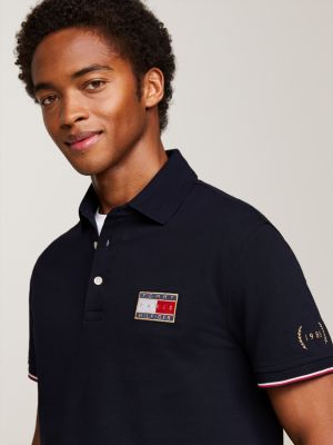 blau tommy hilfiger paris 1985 collection slim fit poloshirt für herren - tommy hilfiger