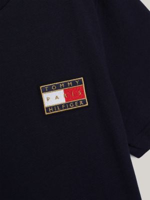 blue tommy hilfiger paris 1985 collection slim polo shirt for men tommy hilfiger