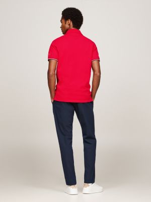 red tommy hilfiger paris 1985 collection slim polo shirt for men tommy hilfiger