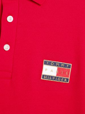 rood tommy hilfiger paris 1985 slim fit poloshirt voor heren - tommy hilfiger