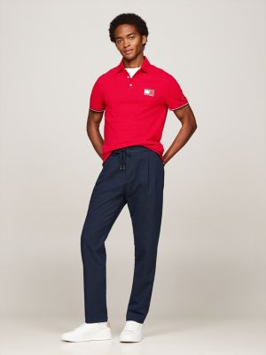 polo 1985 collection tommy hilfiger paris slim fit red da uomini tommy hilfiger