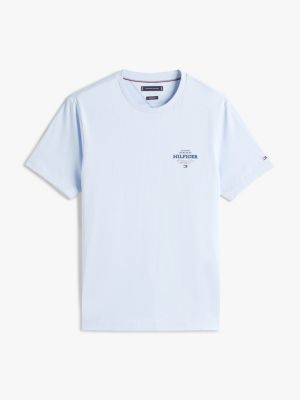 t-shirt décontracté à col ras-du-cou bleu pour hommes tommy hilfiger