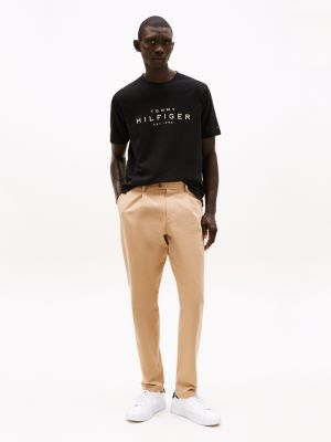 schwarz t-shirt mit rundhalsausschnitt und logo für herren - tommy hilfiger