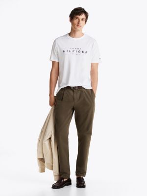 weiß t-shirt mit rundhalsausschnitt und logo für herren - tommy hilfiger