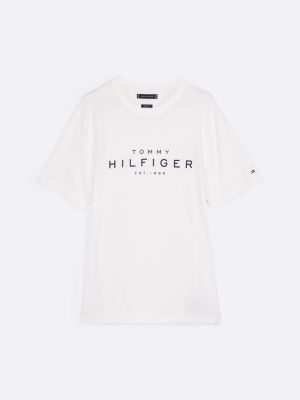 weiß t-shirt mit rundhalsausschnitt und logo für herren - tommy hilfiger