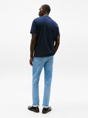 camiseta con bolsillo y cinta distintiva azul de hombres tommy hilfiger