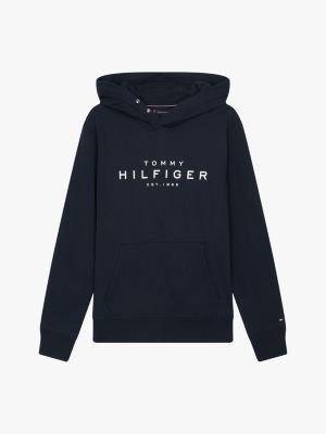 blue snap-button logo hoody for men tommy hilfiger