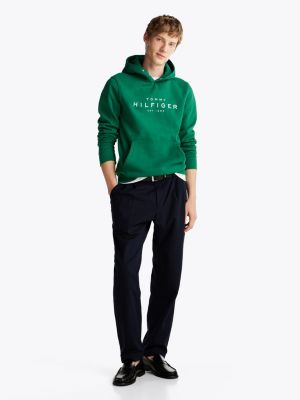 green snap-button logo hoody for men tommy hilfiger