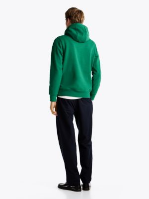 green snap-button logo hoody for men tommy hilfiger