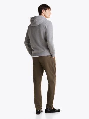 sudadera con capucha y botones a presión gris de hombres tommy hilfiger