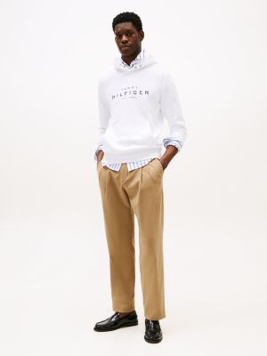 weiß hoodie mit druckknöpfen und logo für herren - tommy hilfiger