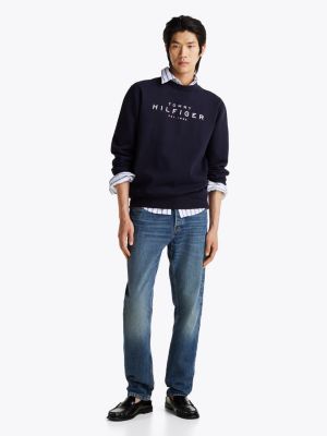 black logo crew neck sweatshirt for men tommy hilfiger