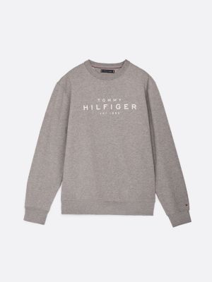 grey logo crew neck sweatshirt for men tommy hilfiger