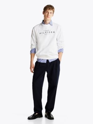 wit sweatshirt met logo en ronde hals voor heren - tommy hilfiger