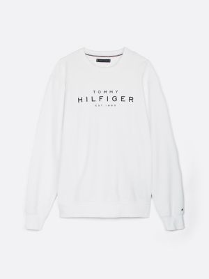 white logo crew neck sweatshirt for men tommy hilfiger