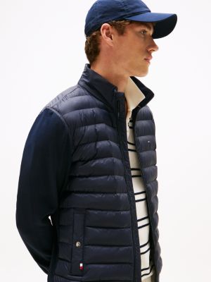 felpa trapuntata con zip blu da uomini tommy hilfiger