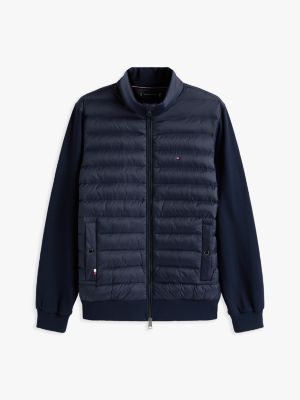 felpa trapuntata con collo a listino blu da uomini tommy hilfiger