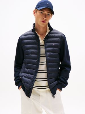 blue stand-up collar quilted sweatshirt for men tommy hilfiger