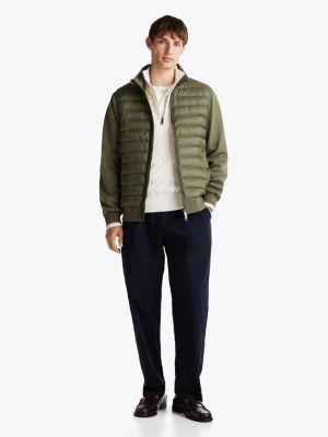 khaki sweatshirt mit stehkragen und steppnähten für herren - tommy hilfiger