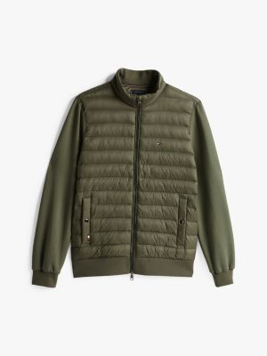 khaki stand-up collar quilted sweatshirt for men tommy hilfiger