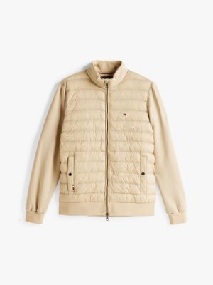 beige stand-up collar quilted sweatshirt for men tommy hilfiger