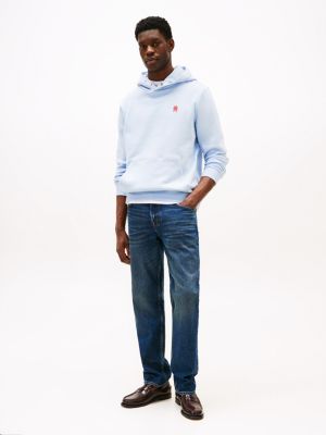 blue contrast th monogram embroidery hoody for men tommy hilfiger