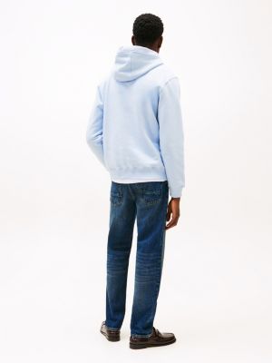 sweat à capuche à monogramme th contrasté bleu pour hommes tommy hilfiger