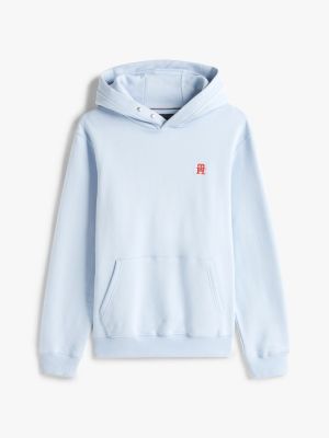 sweat à capuche à monogramme th contrasté bleu pour hommes tommy hilfiger