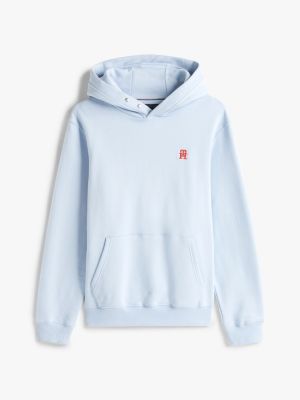 blau hoodie mit kontrast-th-monogramm für herren - tommy hilfiger