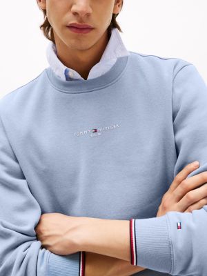 niebieski bluza z logo i sygnowanymi paskami dla mężczyźni - tommy hilfiger