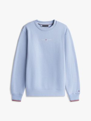niebieski bluza z logo i sygnowanymi paskami dla mężczyźni - tommy hilfiger