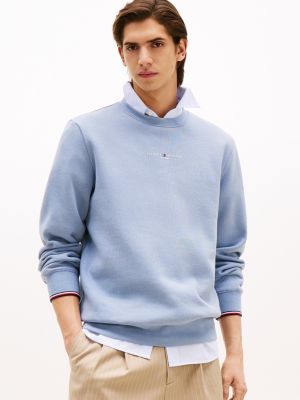 blue bluza z logo i sygnowanymi paskami dla mężczyźni - tommy hilfiger