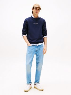 blue signature tipped logo sweatshirt for men tommy hilfiger