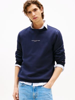 blue bluza z logo i sygnowanymi paskami dla mężczyźni - tommy hilfiger