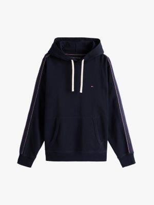 blue contrast tape hoody for men tommy hilfiger