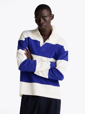 polo rugby relaxed fit a righe multi da uomini tommy hilfiger